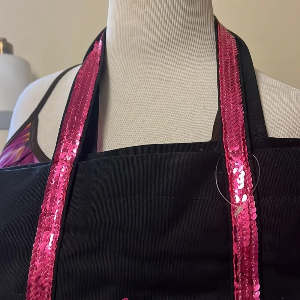 Victoria’s Secret black canvas and pink, sequin, tote bag, fully lined, new